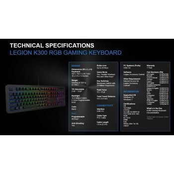 Lenovo Legion K300 Rgb Gaming Keyboard Usb Arabic Englishgy40Y57722, Black
