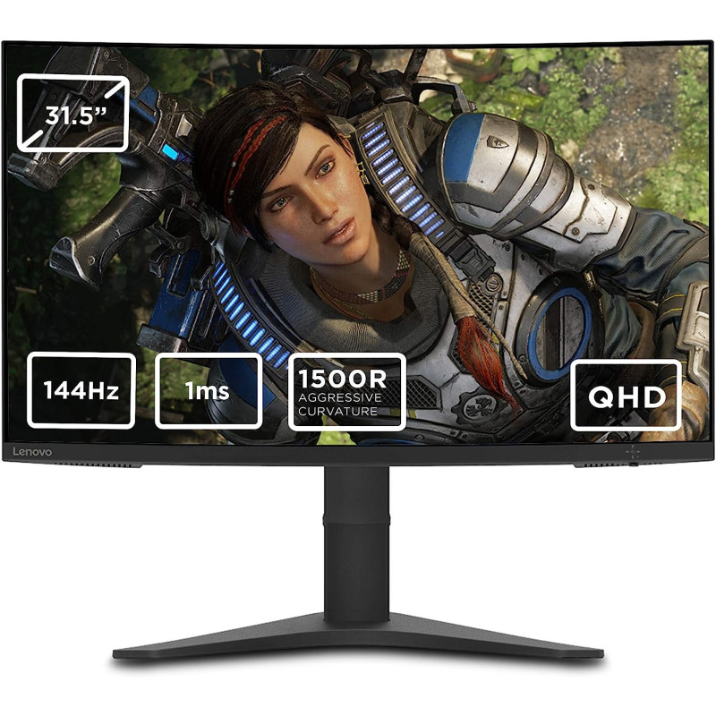 Lenovo 66A2GACBUK G32Qc-10(G19315QG0) 31.5 Inches LED Gaming Monitor With Stand, Black