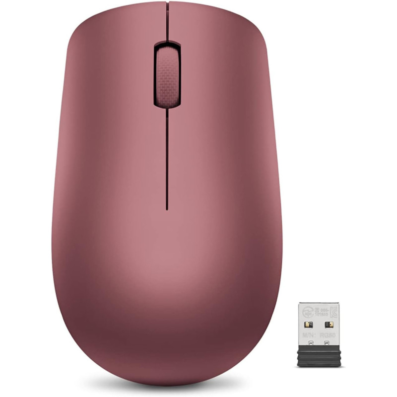 Lenovo 530 Full Size Wireless Computer Mouse For Pc, Laptop, Computer With Windows - 12 Months Battery Life - Cherry Red