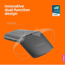 Lenovo Yoga Mouse, Black, Ultra Slim 13.5Mm, 180 Degree Rotatable Hinge, Multilayer Adaptive Touchpad, Gx30K69565