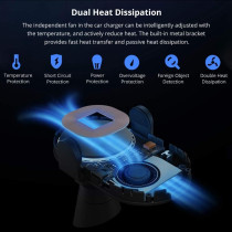 Xiaomi Wireless Car Charger 20W Max Power Inductive Electric Clamp Arm Double Heat Dissipation 2.5D Crystal Light Charging, Black