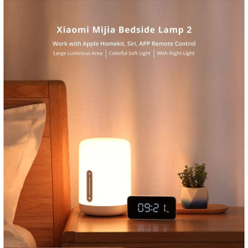 Xiaomi Mijia Smart Bedside Lamp 2 Voice Control Touch Dimmable Home Table Night Light For Homekit, White, 1, Mjctd02Yl