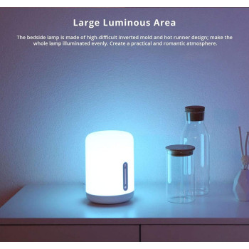 Xiaomi Mijia Smart Bedside Lamp 2 Voice Control Touch Dimmable Home Table Night Light For Homekit, White, 1, Mjctd02Yl
