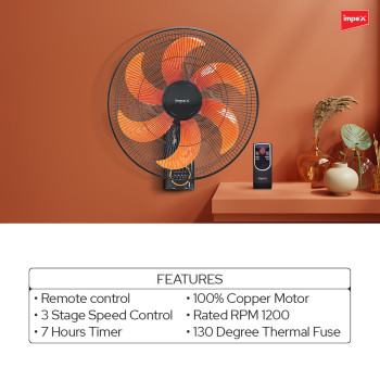Impex WF 7503 Wall Fan Featuring Three Speed Selection