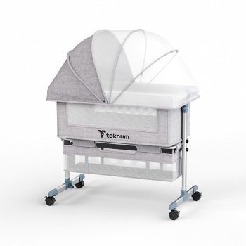 Teknum Bedside Crib - Grey For 0-2Years, Unisex (TK_BSC_GY)