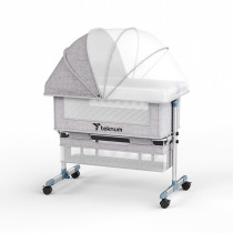 Teknum Bedside Crib - Grey For 0-2Years, Unisex (TK_BSC_GY)