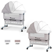 Teknum Bedside Crib - Grey For 0-2Years, Unisex (TK_BSC_GY)
