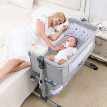 Teknum Bedside Crib - Grey For 0-2Years, Unisex (TK_BSC_GY)