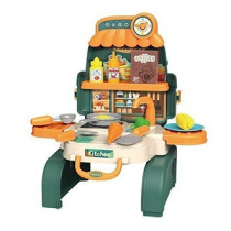Little Story Role Play Chef/Kitchen/Restaurant Toy Set School Bag (21 Pcs) - Green, 3-In-1 Mode For 3Years+, Unisex (LS_RPSB_KTGR)