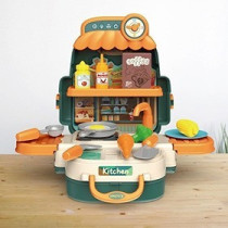 Little Story Role Play Chef/Kitchen/Restaurant Toy Set School Bag (21 Pcs) - Green, 3-In-1 Mode For 3Years+, Unisex (LS_RPSB_KTGR)
