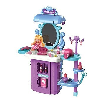 Little Story Role Play Beautician/Salon/Beauty Parlor Toy Set Luggage Case (39 Pcs) With Doll - Purple, 3-In-1 Mode For 3Years+, Unisex (LS_RPLC_SLPU)