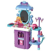 Little Story Role Play Beautician/Salon/Beauty Parlor Toy Set Luggage Case (39 Pcs) With Doll - Purple, 3-In-1 Mode For 3Years+, Unisex (LS_RPLC_SLPU)