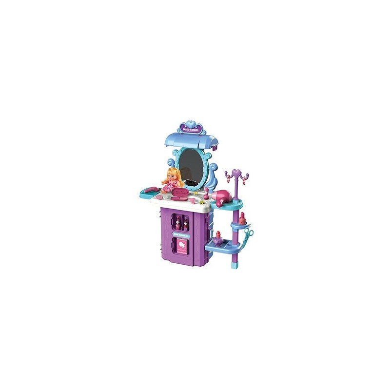 Little Story Role Play Beautician/Salon/Beauty Parlor Toy Set Luggage Case (39 Pcs) With Doll - Purple, 3-In-1 Mode For 3Years+, Unisex (LS_RPLC_SLPU)