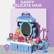 Little Story Role Play Beautician/Salon/Beauty Parlor Toy Set Luggage Case (39 Pcs) With Doll - Purple, 3-In-1 Mode For 3Years+, Unisex (LS_RPLC_SLPU)