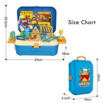 Little Story Role Play Engineering/Construction Site Box With Dough Backpack (42 Pcs) - Blue For 3Years+, Unisex (LS_RPBP_ENBU)
