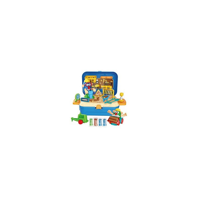 Little Story Role Play Engineering/Construction Site Box With Dough Backpack (42 Pcs) - Blue For 3Years+, Unisex (LS_RPBP_ENBU)