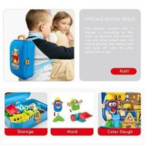 Little Story Role Play Engineering/Construction Site Box With Dough Backpack (42 Pcs) - Blue For 3Years+, Unisex (LS_RPBP_ENBU)