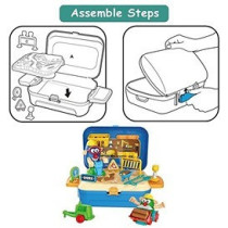 Little Story Role Play Engineering/Construction Site Box With Dough Backpack (42 Pcs) - Blue For 3Years+, Unisex (LS_RPBP_ENBU)