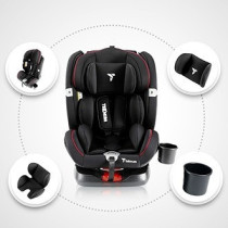 Teknum Evolve 360 Car Seat (0-12yrs) with Sunveno Fashion Diaper Bag -Black