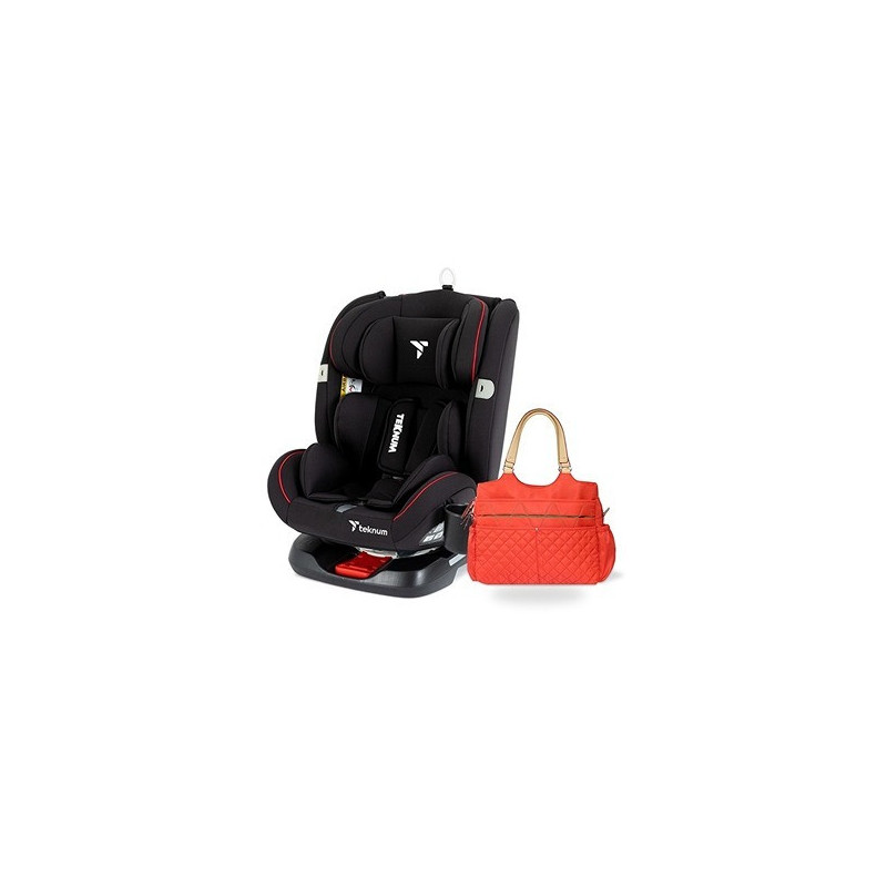 Teknum Evolve 360 Car Seat (0-12yrs) with Sunveno Fashion Diaper Bag -Black