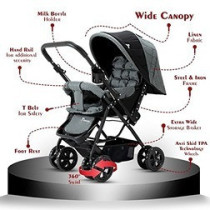 Teknum Reversible Look at Me Stroller w/t Diaper Bag & Hooks & Changing Pad - Grey For 6-36Months, Unisex (CM_TKAL_RLMDPGY)