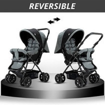 Teknum Reversible Look at Me Stroller w/t Diaper Bag & Hooks & Changing Pad - Grey For 6-36Months, Unisex (CM_TKAL_RLMDPGY)