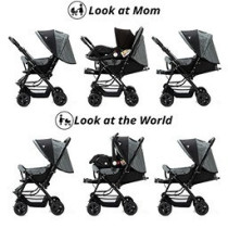 Teknum Reversible Look at Me Stroller w/t Diaper Bag & Hooks & Changing Pad - Grey For 6-36Months, Unisex (CM_TKAL_RLMDPGY)