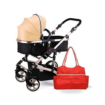 Teknum 3 in 1 Pram stroller with Sunveno Fashion Diaper Tote Bag- Khaki