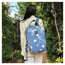 Sunveno Stylish Diaper Travel Backpack XL wt Stroller Straps & Changing Pad-Unicorn Blue For All Ages, Unisex (SN_DP&CHP_UB)