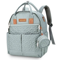 Little Story Quilted Diaper Backpack w/ Pacifier bag and Stroller hooks-Wedgewood Green For All Ages, Unisex (LS_DP&P1_BG)