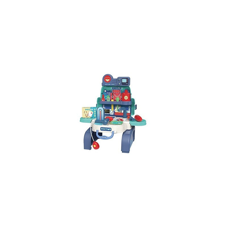 Little Story Role Play Doctor/Nurse/Clinic Toy Set School Bag (23 Pcs) - Blue, 3-In-1 Mode For 3Years+, Unisex (LS_RPSB_DRBU)