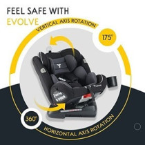 Teknum Evolve 360 Car Seat (0-12yrs) with Sunveno Fashion Diaper Bag -Grey
