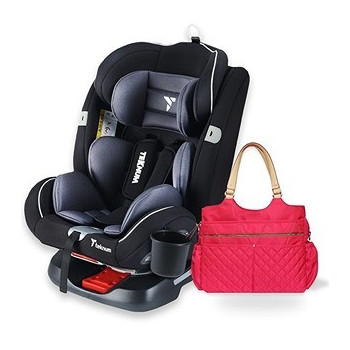 Teknum Evolve 360 Car Seat (0-12yrs) with Sunveno Fashion Diaper Bag -Grey