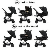 Teknum Reversible Look at Me Stroller w/t Diaper Bag & Hooks & Changing Pad - Black For 6-36Months, Unisex (CM_TKAL_RLMDPBK)