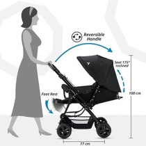 Teknum Reversible Look at Me Stroller w/t Diaper Bag & Hooks & Changing Pad - Black For 6-36Months, Unisex (CM_TKAL_RLMDPBK)