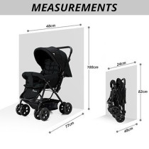 Teknum Reversible Look at Me Stroller w/t Diaper Bag & Hooks & Changing Pad - Black For 6-36Months, Unisex (CM_TKAL_RLMDPBK)