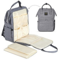 Sunveno Stylish Diaper Travel Backpack XL wt Stroller Straps & Changing Pad-Grey For All Ages, Unisex (SN_DP&CHP_GY)