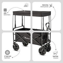 Teknum Folding Wagon Cart w/ Canopy - Black