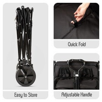 Teknum Folding Wagon Cart w/ Canopy - Black