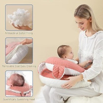 Sunveno Baby Anti-Reflux Feeding Pillow w/ C Shapped Seating Pillow, Pink