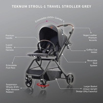 Teknum STROLL-1 Reversible Travel Stroller - (Grey)