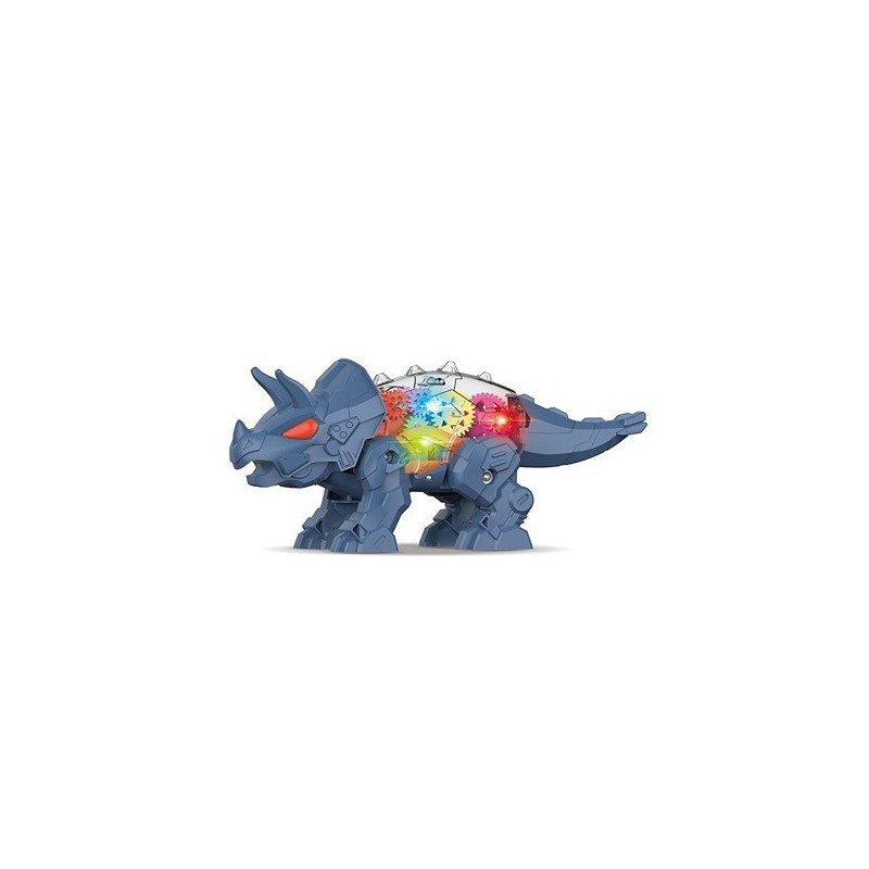 Little Story Electric DIY Gear Dinosaur With Light and Sound (Excluded 3*1.5 AA Batteries) - Blue