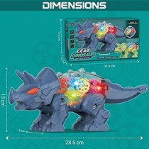Little Story Electric DIY Gear Dinosaur With Light and Sound (Excluded 3*1.5 AA Batteries) - Blue