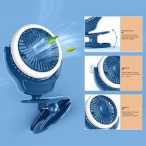 Teknum 2-IN-1 Stroller USB Charging Fan with Light - Blue