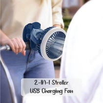 Teknum 2-IN-1 Stroller USB Charging Fan with Light - Blue