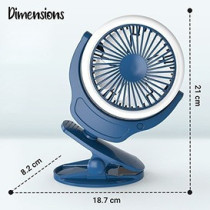 Teknum 2-IN-1 Stroller USB Charging Fan with Light - Blue