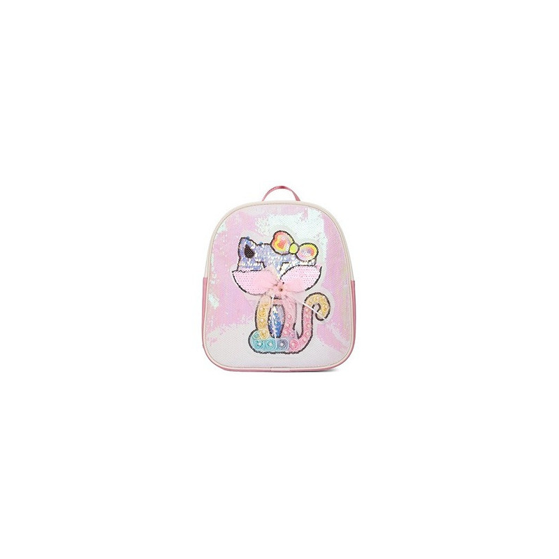Eazy Kids - Sequin School Backpack - Cat Pink