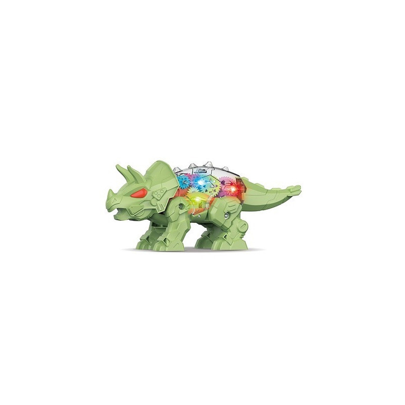 Little Story Electric DIY Gear Dinosaur With Light and Sound (Excluded 3*1.5 AA Batteries) - Green