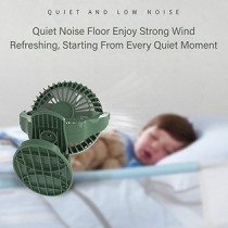 Teknum 2-IN-1 Stroller USB Charging Fan with Light - Green