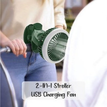 Teknum 2-IN-1 Stroller USB Charging Fan with Light - Green
